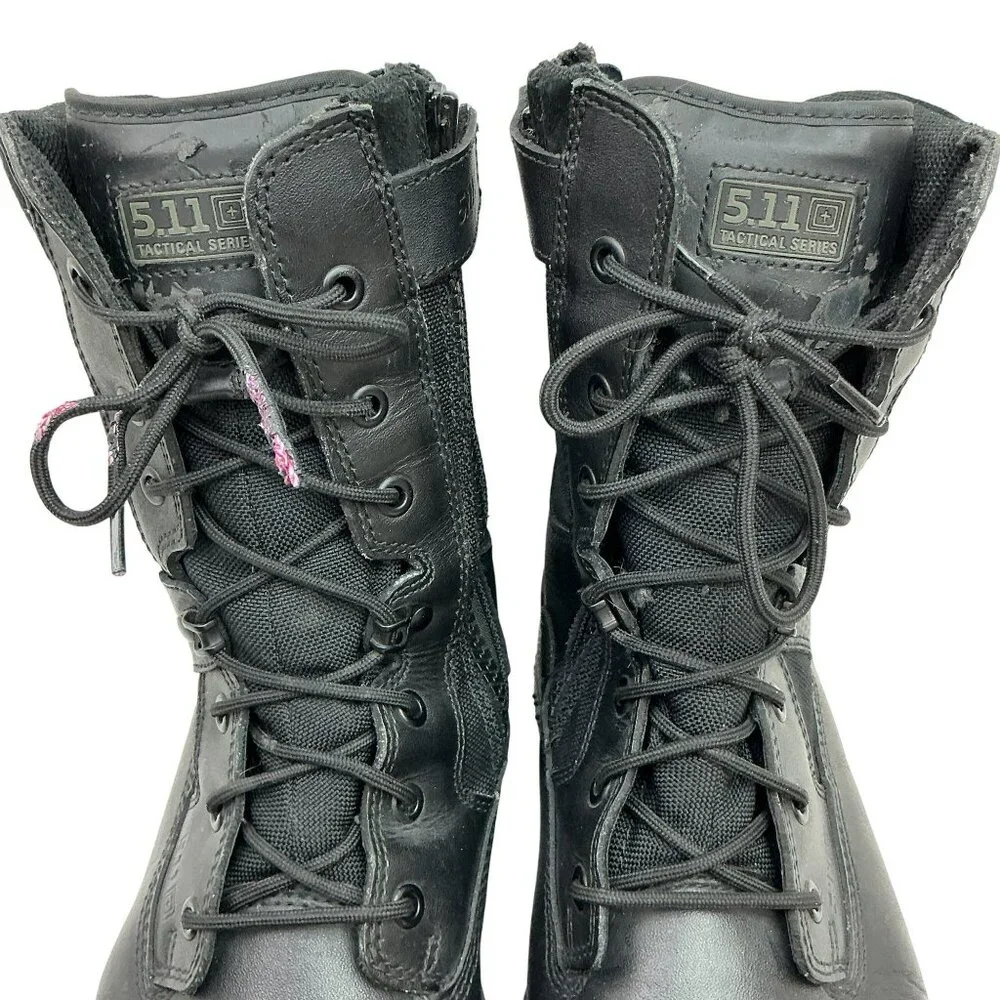 5.11 Tactical Series ATAC 8" Side Zip Combat Boots Mens 13 Leather Nylon Black - Picture 4 of 14